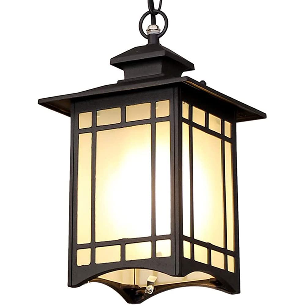 Mengjay Trade E27 Hanging Lamps Outdoor Pendant Light Black Retro IP44 Ceiling Vintage Industrial Metal Lights Rainproof Gazebo Villa Loft Patio Balcony Courtyard (Style A)