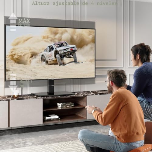 Miniatura 4 de Hemudu Soporte Tv Pie, Soporte Tv Mesa Para Televisiones De 27 A 60 Pulgadas, Soporte Giratorio Tv 80 , Base Giratoria Tv De Altura Ajustable, Max 45 Kg, Vesa Máx. De 400x400 Mm