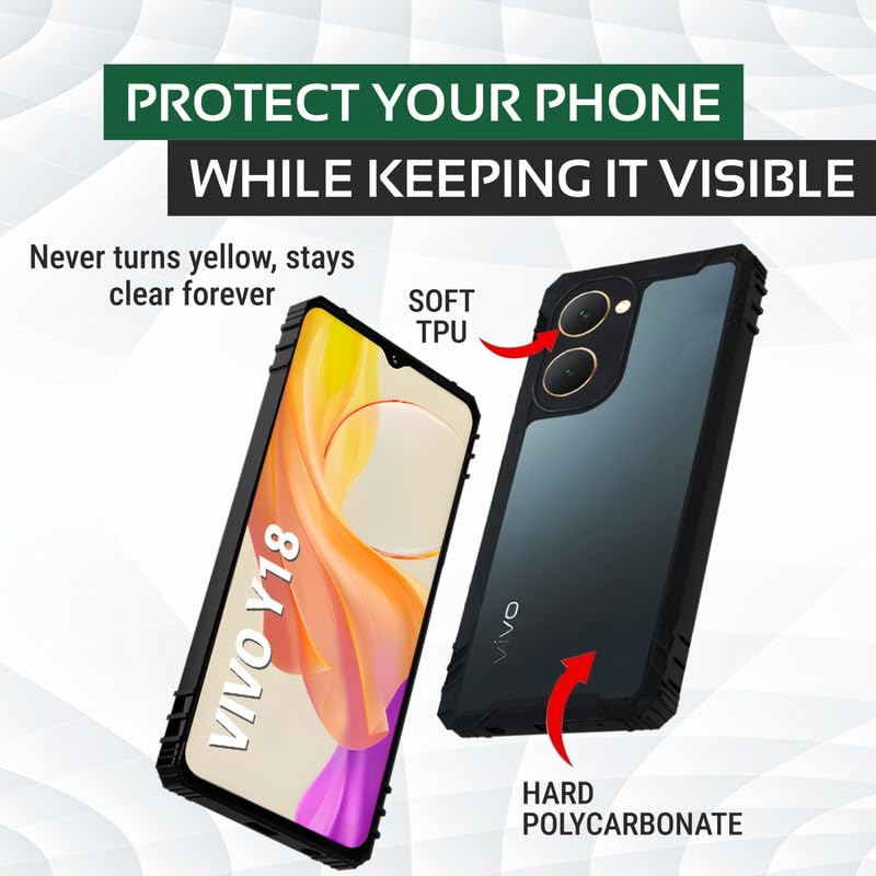Image of AIBEX Crystal Clear Back Cover Case for iQOO Z9 Lite /Vivo Y28S 5G / Vivo T3 Lite /Vivo Y18 / Vivo Y18e / Vivo Y18i / Vivo Y18t| 360 Degree Protection | Shock Proof Design | Transparent Back Case