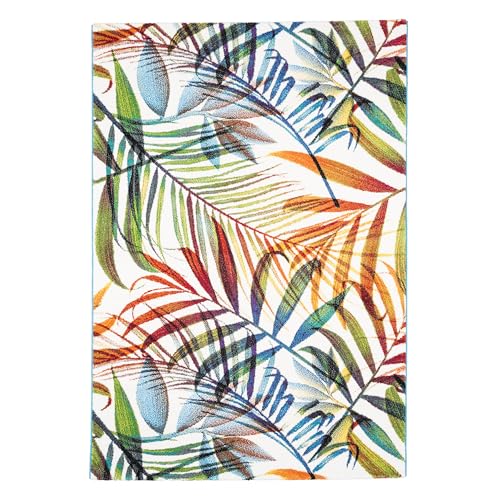 Tapis branchage multicolore Pergamon Faro au design tropical moderne unique