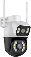 Câmera de Segurança Externa Wi-Fi IP A28 com Lente Dupla 2 em 1 – Visão Noturna Infravermelha, Prova d’Água IP66, Controle via App, Dome de Vigilância Full HD