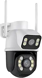 Câmera de Segurança Externa Wi-Fi IP A28 com Lente Dupla 2 em 1 – Visão Noturna Infravermelha, Prova d’Água IP66, Controle via App, Dome de Vigilância Full HD