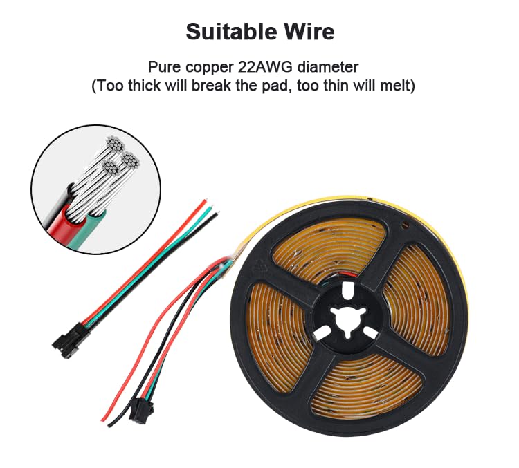 Image of COB FCOB LED Strip WS2811 IC Addressable led Running Water Effects Smart LED Strip Lights Cool Warm White 3000K CRI95+ 360LED /M 16.4FT DC24V for House Indoor Decoration