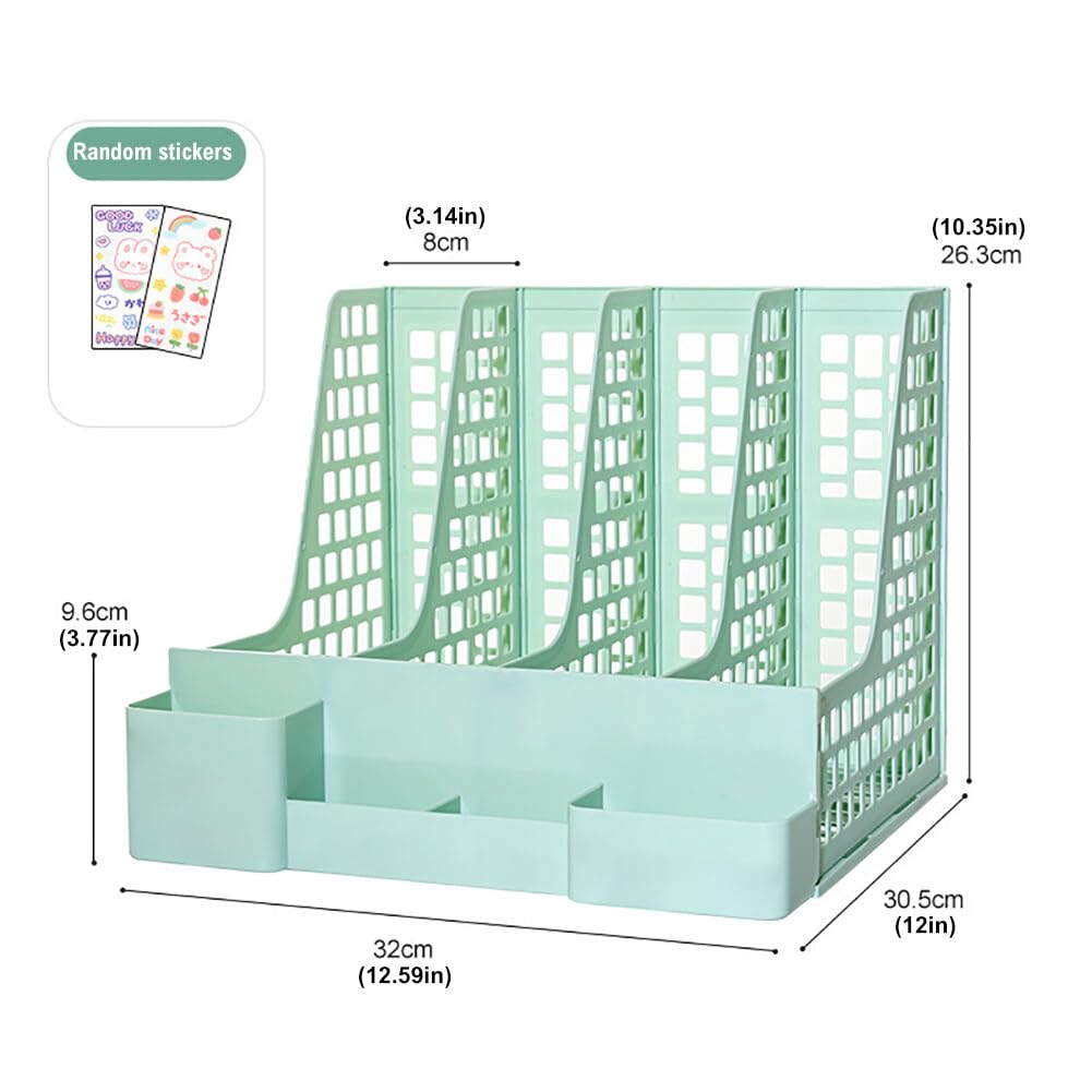 EUBUY Magazine File Holder, Plastic File Folder Holder for Desk, Organizers and Storage File Folder for Office Organization, Binder Organizer with 4 Compartments Storage Organiser Box