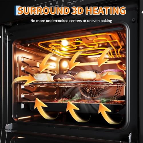 Image of Garvee 24 Inch Electric Single Wall Oven, 2.5 Cu.Ft Built-In Convection Oven 3000W, Convection System with 8 Cooking Modes, 3D surround heating, Smart Touch Control, Triple Glass Door, Black