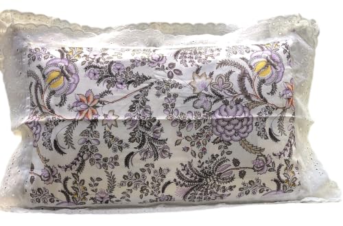 Image of VHC 100% Cotton Lace Pillow Cover /Case Set (Pack of 2)-Maroon (Lavender Bloom)