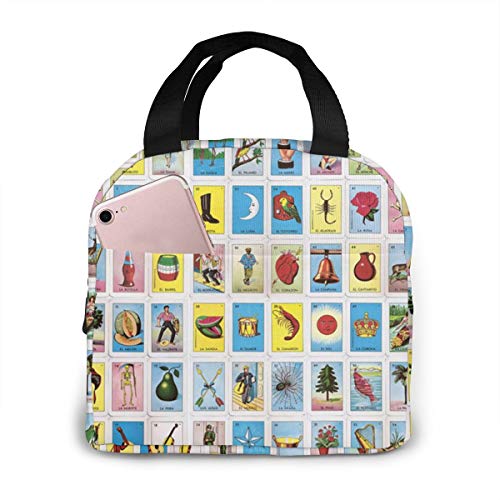 Antspuent SIBALIU486-120400541 Colorful Mexican Loteria Cards Lunch Bag cover