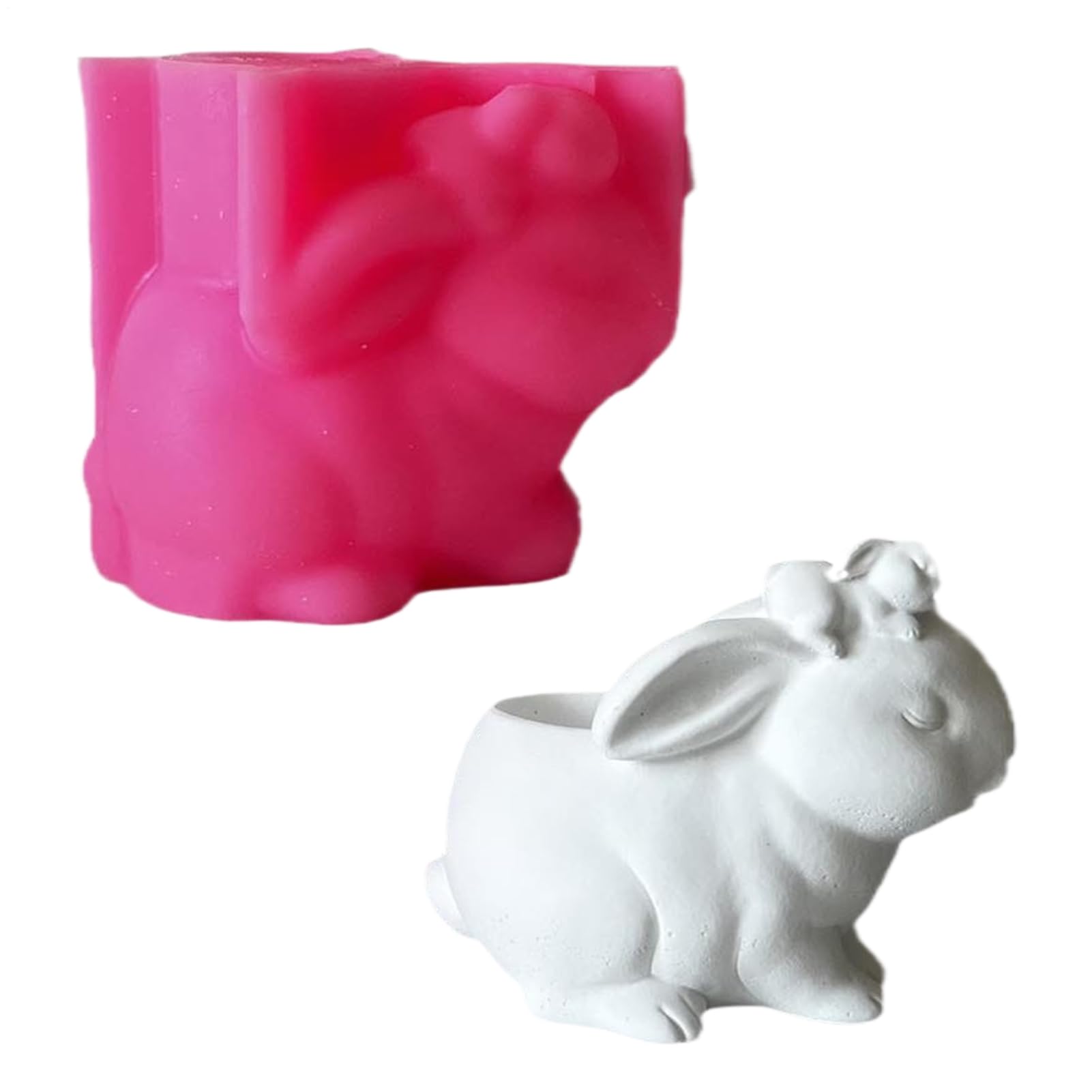 Moule lapin en silicone 3D pour pot de vase et cactus en résine époxy
