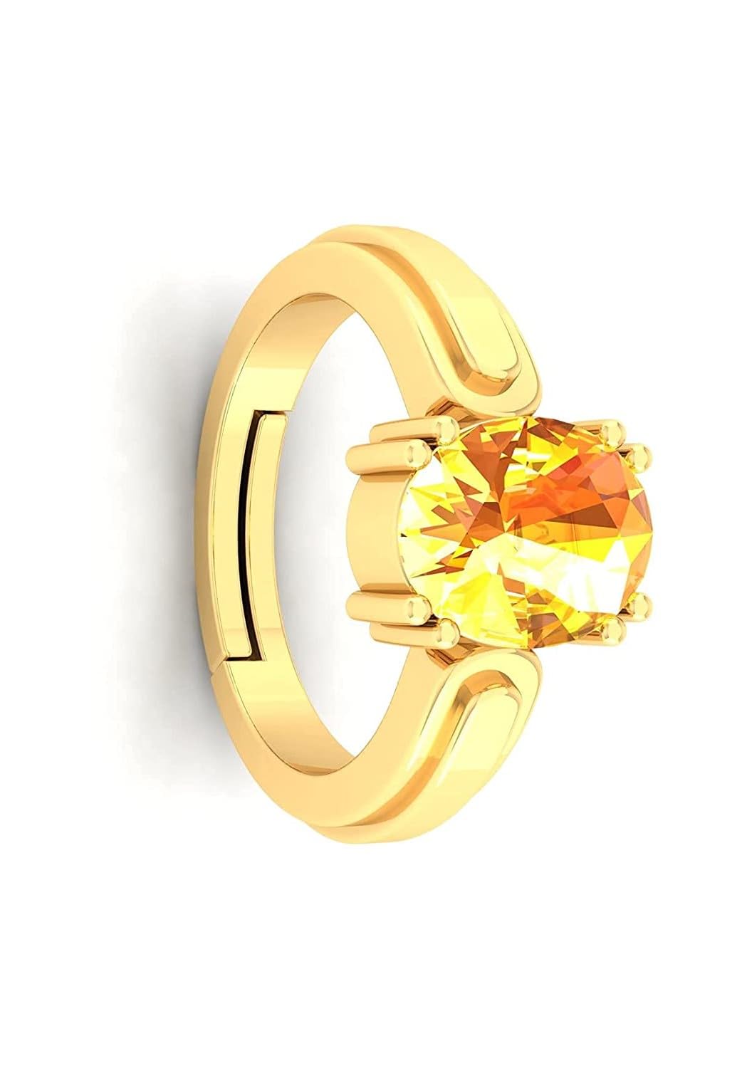 Goldring mit natürlichen gelben Saphir-Edelsteinen (7,25 Karat), 6,50 Karat, A+-Qualität, für Damen und Herren, vergoldetes Metall, gelber Saphir, Vergoldetes Metall, Gelber Saphir