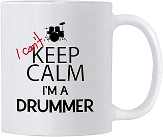 Funny Drummer Gifts. I Can't Keep Calm I'm a Drummer. 11 oz Percussion Coffee Mug. Drum Gift Idea for Drummers or Music Teacher. (White)