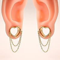Vista 2 de Vankula 2 cadenas de corazón elegantes hipoalergénico de acero inoxidable de 0.07 onzas (0.07 onzas), tapones de oreja, túneles, expansor