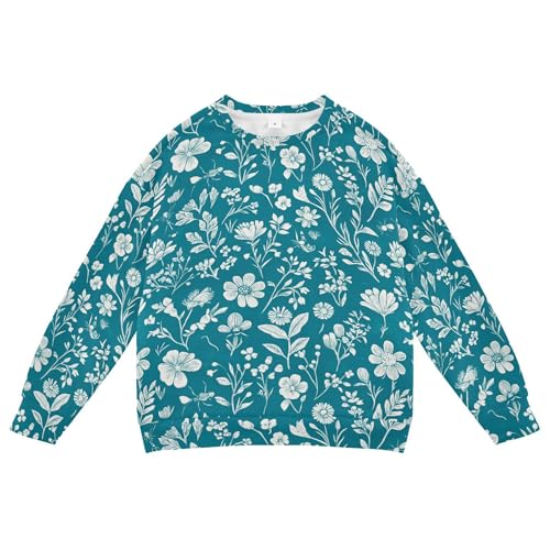 JUNZAN Spring Flowers Cornflower Butterflies Teal Little Boys Sweatshirts Hoodies Crewneck Tops Clothing Shirts Sports 4T