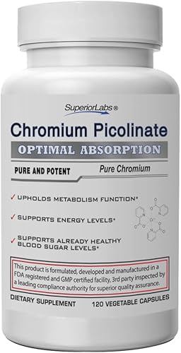 Picolinato de cromo #1 de Superior Labs - 100% natural, 500 mcg, 120 cápsulas vegetales - Fabricado en Estados Unidos