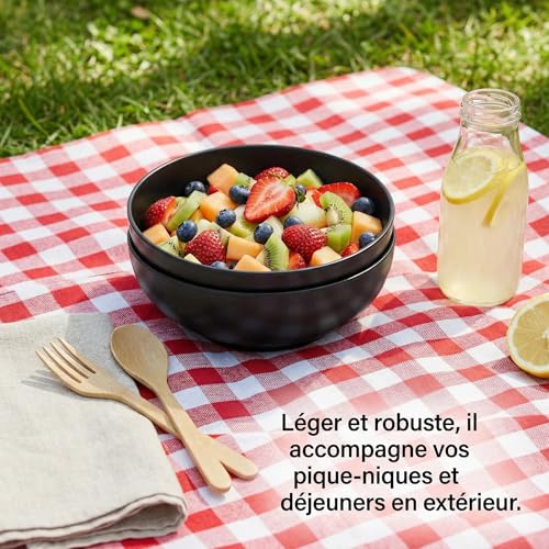 Bols à céréales et ramen 19 cm lot de 2 saladiers noirs HEMOTON