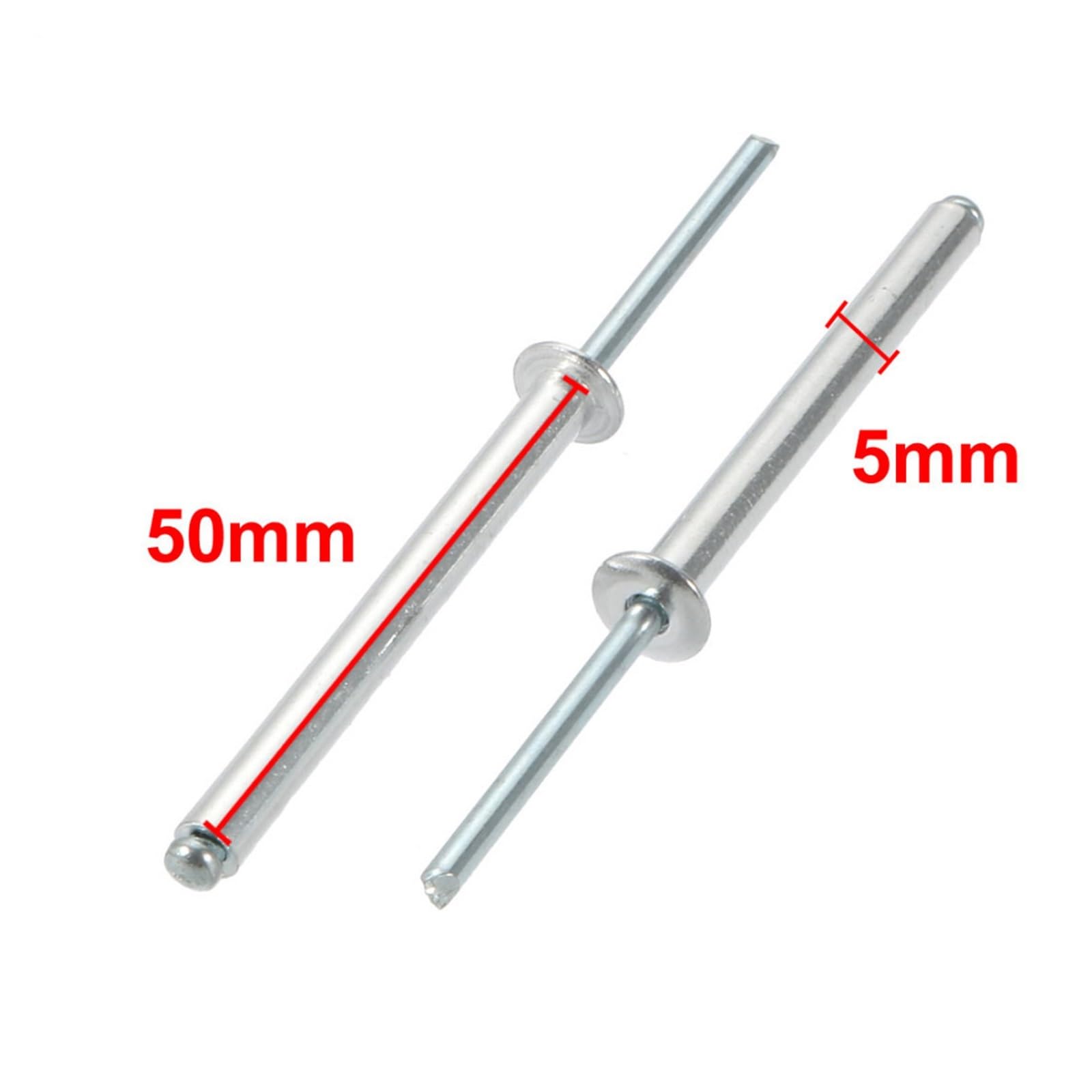 Alluminio/acciaio Rivetti ciechi aperti, rivetti p Rivetti ciechi aperti in alluminio/acciaio da 20 pezzi 5x45/50 mm(45mm)
