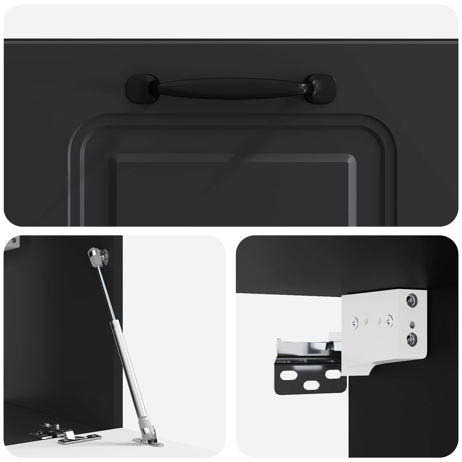 Wandmontierter TV-SchrankSchwarz 59,5x31x30 cm Holzwerkstoff Lowboard Haengend Fernsehtisch Fuer Wohnzimmer Kleines TV Board Platzsparendes Media Center mit 2 90 Grad Schwenktueren