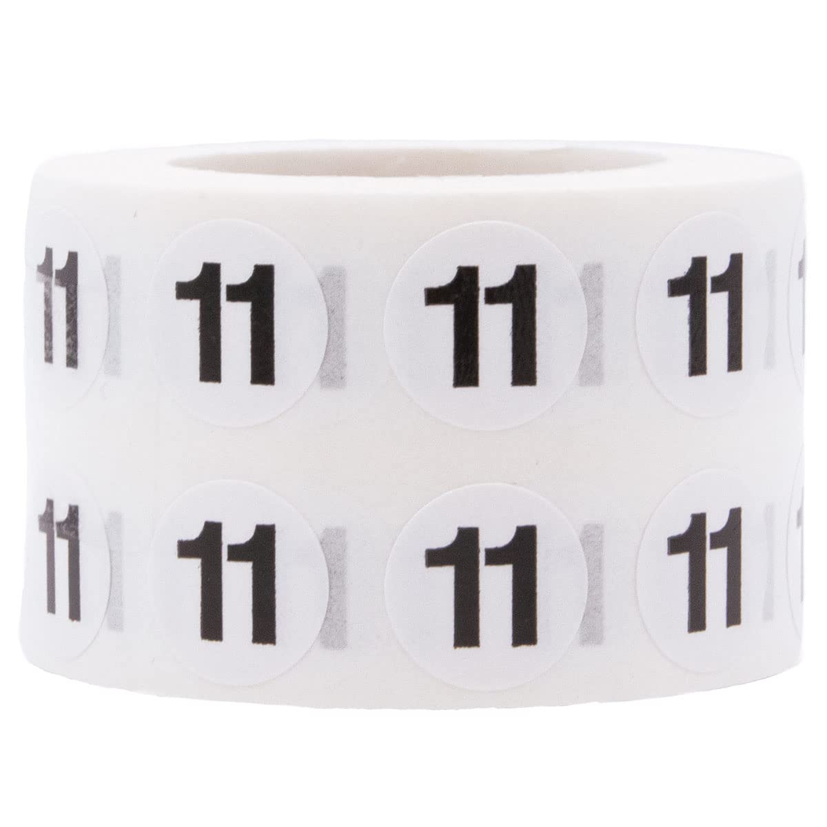 1/2" Inch Number 11 Stickers, Semi-Gloss White Round Labels with Black Text, 1000 Labels on a Roll, Perfect for Home Organization and Office