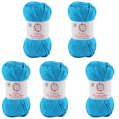 Image of NESTNHAVEN Cotton Marshmallow 100% Cotton Yarn - (50 g, 130 m) - Luxury Yarn for Crochet, Amigurumi, Embroidery, Toys, Garments, Flowers and Hobby Projects (Blue) |