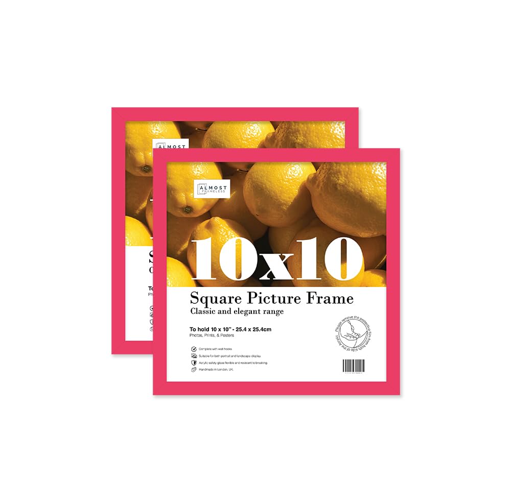 Almost Frameless 10x10 Bright Pink Picture Frame Set of 2, Display 10x10 Picture Gallery Wall, Poster, Photo, Artwork, or Print, Bright Pink, Square โ image 1