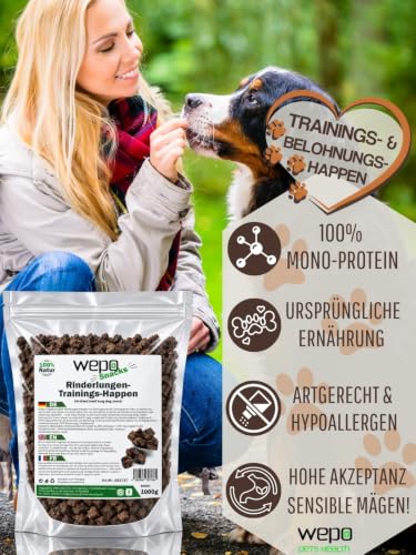 WEPO 1kg Rinderlunge getrocknet - Rinderlungenwürfel für Hunde - Dog Treats