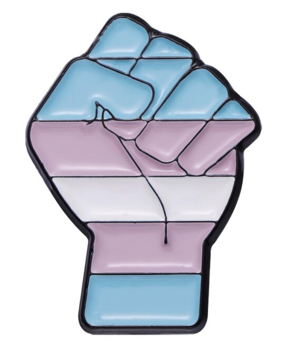 Raised Fist Equal Rights LGBTQ Pride Flag Colors Gay Lesbian Trans Asexual Bisexual Pansexual 1.2" Enamel Pin Badge