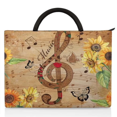 Vintage Patterns Ribbons Sunflowers Laptop Sleeve with Handle Waterproof Computer Carrying Case