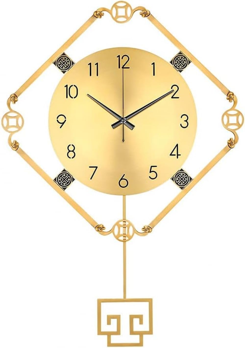Dveggee One Color Chinese Style Pure Copper Wall Clock Home Living Room Decoration Light Luxury Wall Clock