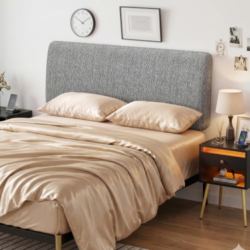 Image of Pinmoco 4.7 inch Upholstered Headboard for Queen Size Bed, No Drill Needed, 5 Min Assembly, Headboard for 8-14 Inch Mattress, Perfect for Renters Dorm Kids Pet, Linen Gray