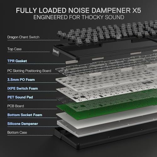 Image of Redragon K745 Wired Gasket RGB Gaming Keyboard, 108 Keys Mechanical Keyboard w /Extra 4 Hotkeys, Upgraded Hot-swappable Socket, 5-Layer Noise Dampening, Creamy & Thocky Custom Linear Switch