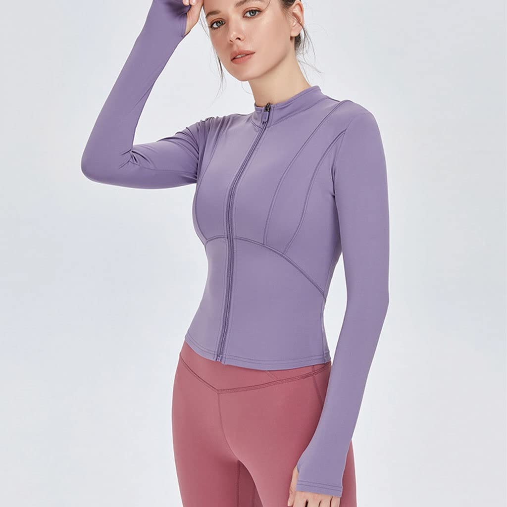 HSQMA Giacca da Pista con Zip Leggera E Stretchy da Donna, Giacca da Allenamento Atletico A Manica LungaTute da Ginnastica da Donna Fitness Yoga Corsa