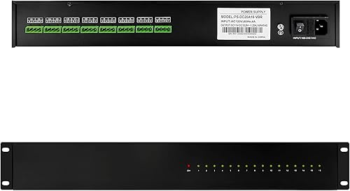 Miniatura 8 de Caja de alimentación distribuida CC de montaje en rack de 1U 18 canales DC 12V 20 Amp Reset Fusible de restablecimiento, cable de alimentación de CA