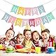 DOJoykey Happy Birthday-Banner aus Sackleinen, wiederverwendbare Wimpelkette in Pastellfarben für Geburtstagspartys zu Hause und im Freien