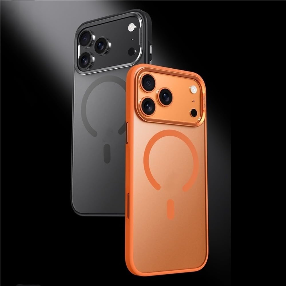 Funda de Lujo con Marco de aleación Mate para iPhone 17 Air 17 Pro 17 Pro MAX, Cubierta rígida magnética híbrida translúcida a Prueba de Golpes, Gris, para iPhone 17