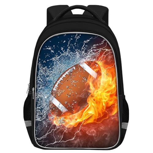 Fitvc Mochila para meninos, mochila para livros do ensino fundamental, Mochila de futebol americano 09, 17 inches, Clássico