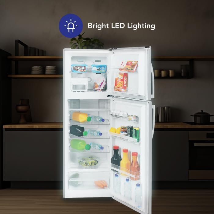 Refrigerator interior with bright LED lighting