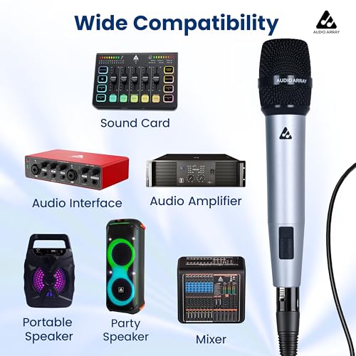 Image of Audio Array Premium Dynamic XLR to TRS Microphone | 24Bit /48kHz | Cardioid Pattern | Metal Body & 14mm Diaphragm 3M Cable | for Podcast, Streaming, Studio Recording & Gaming | AM-C51