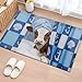Xibuciein Funny Cow Bathing Felt Area Rug with Dotted Non-Slip Backing, Shell Anchors Towel Modern Abstract Natural Floor Mat for Living Room Bedroom Office, 60x90cm, Rectangle