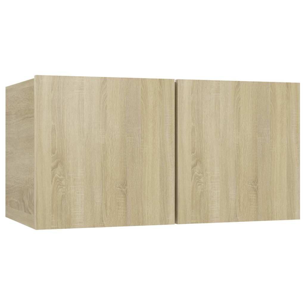 Wisząca dwukomorowa ścienna szafka RTV dąb sonoma 60x30x30 cm