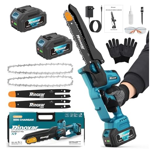 Mini Motosega a Batteria per Potatura, 8 Pollici 20V/8000mAh Sega a Batteria per Potatura con Lubrificazione Automatica, 1300W Motore Brushless, per Giardinaggio - PowerCut X9 Pro