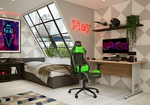 Gaming Elbrus 2, Finta Pelle, Nero/Verde, normale - Sedia gaming - Immagine 1