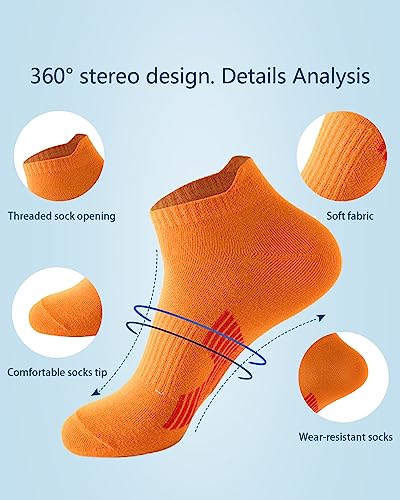 Mens Ankle Athletic Socks Low Cut Breathable Running Socks Cushioned Arch Sport Cotton Casual Socks 6-12 (5 Pairs)3