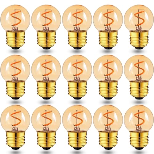LEDエジソン電球 E26口金 10w相当 シャンデリア電球 スパイラル フィラメント ledミニ球 茶色 2200K電球色 1W 70lm G40 調光非対応 装飾電球 PSE認証済み 15個入