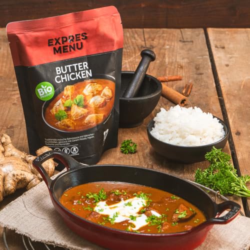 EXPRES MENU BIO Butter chicken | Indische Sauce mit gebratenen Hähnchenbruststücken | Fertiggericht | 2 Portionen