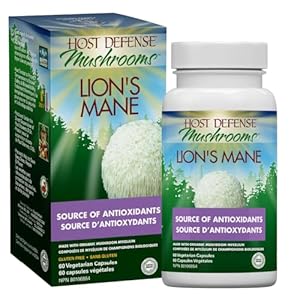 Host Defense Lion’s Mane Mushroom Capsules – Mushroom Supplements, Immune Support for Adults, Source of Antioxidants, Source of Fungal Polysaccharides, Certified Organic Mushroom Mycelium, Vegetarian Capsules, 1000 mg Potency