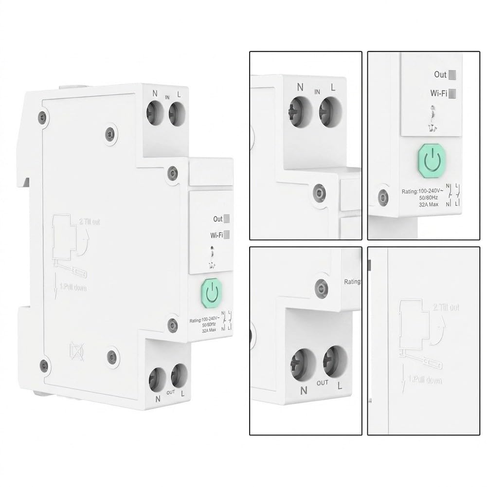 Zigbee Smart Rail Switch 32A mit Energieüberwachung für Zuhause