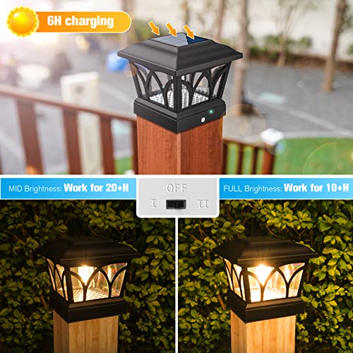 Volisun Solar Post Cap Lights Outdoor 4 Pack, With Edison Led Bulbs, 2 Brightness Setting, Fence Post Lights Solar Powered For Garden Fence Deck Mailbox Yard Porch, Fits 4X4 6X6 Posts(Slate Black) #TOP1
