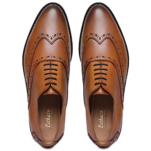 Image of Lethato Captoe Oxford Goodyear Welted Formal Handmade Leather Dress Shoes