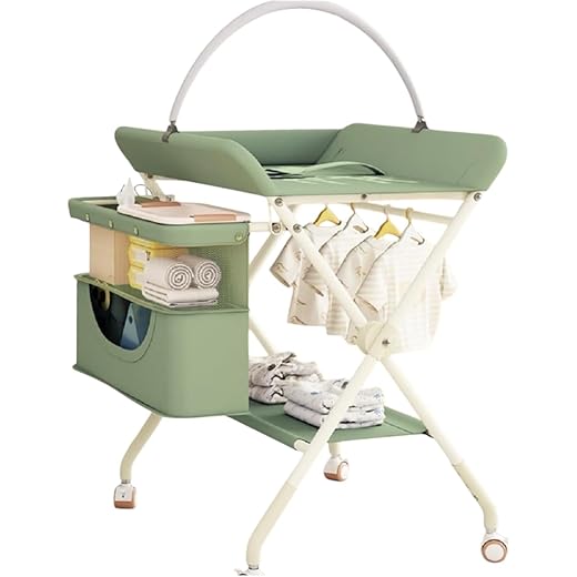 richtots Premium Diaper Changing Table with Scale Pattern, Baby Care, Baby Diaper Changing Table, Rolling Crib, Diaper Changing Table, Baby Rack, 3 Adjustable Levels, Foldable