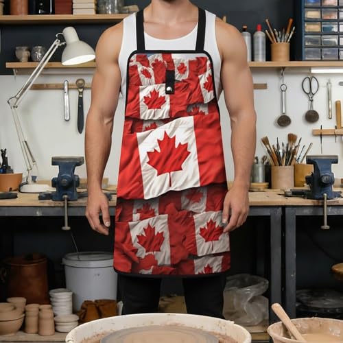 Delantal de trabajo con bandera canadiense y 8 bolsillos miniatura 4