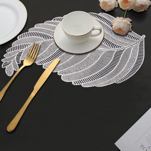 Image of Dakshya Industries Set of 2 PVC Waterproof Table Placemats (45x30 cm) - Heat Resistant, Washable Dining Mats (Silver)